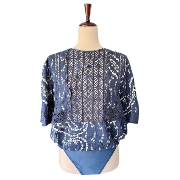 Intimately Free People Bali Tate Mixed Media Bodysuit n Dark Combo Boho Med NWT - Picture 6 of 16